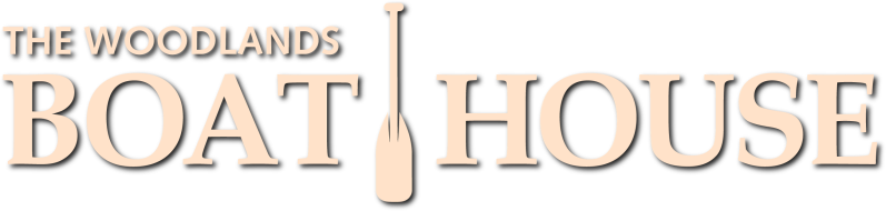 The Woodlands Boat House logo with a paddle between words.
